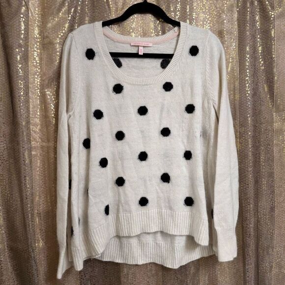 Victorias Secret Ivory Polka Dot Angora Rabbit Hair Fuzzy Sweater Large - Picture 1 of 7